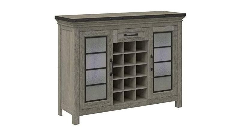 Twin Star Home Downtown Loft Bar Cabinet in Gray