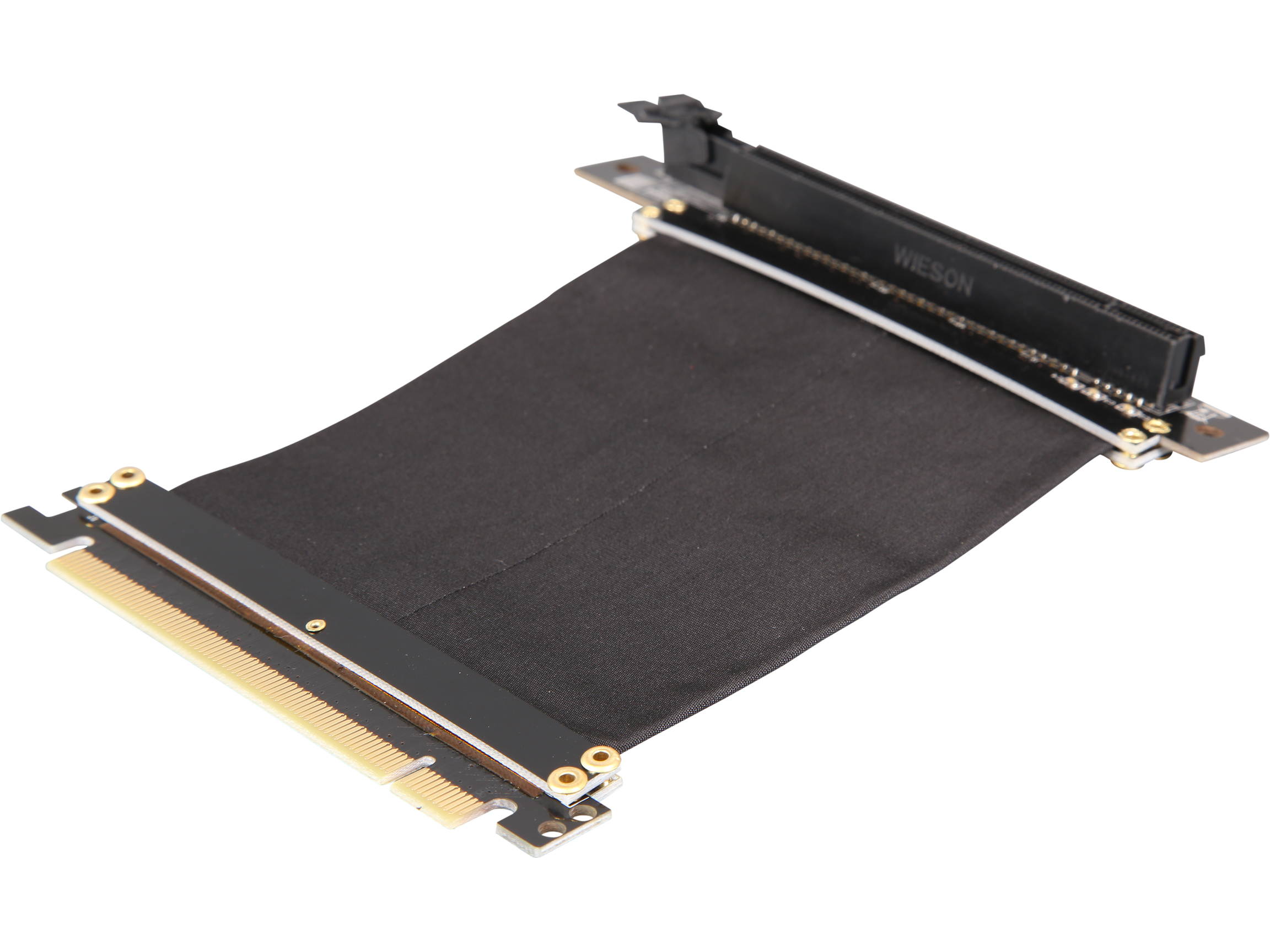 Athena Power 100mm/3.94" CABLE-PCIE16A1-L10V2 90-Degree Left Angle Flexible GPU Server / Gaming PCI-E x16 to x16 3.0 Extender Riser Cable Female to Male