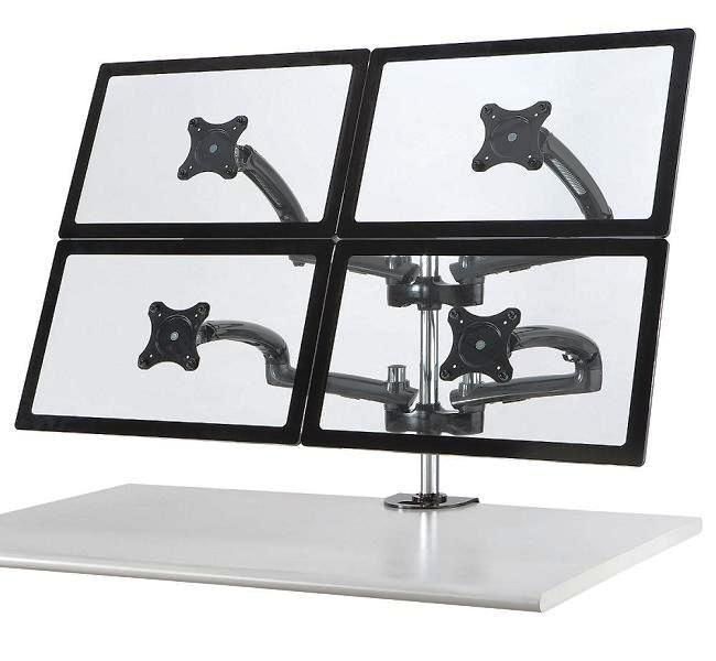 Cotytech Four Monitor Desk Mount Spring Arm Grommet Base - Dark Gray