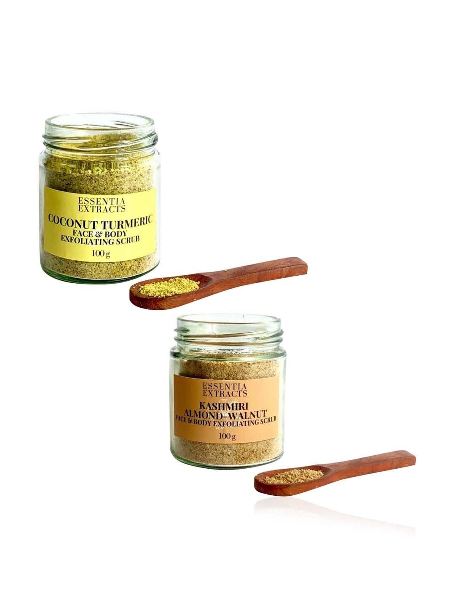 Essentia Extracts Combo of Kashmiri Almond Walnut & Coconut Turmeric Face & Body Scrubs