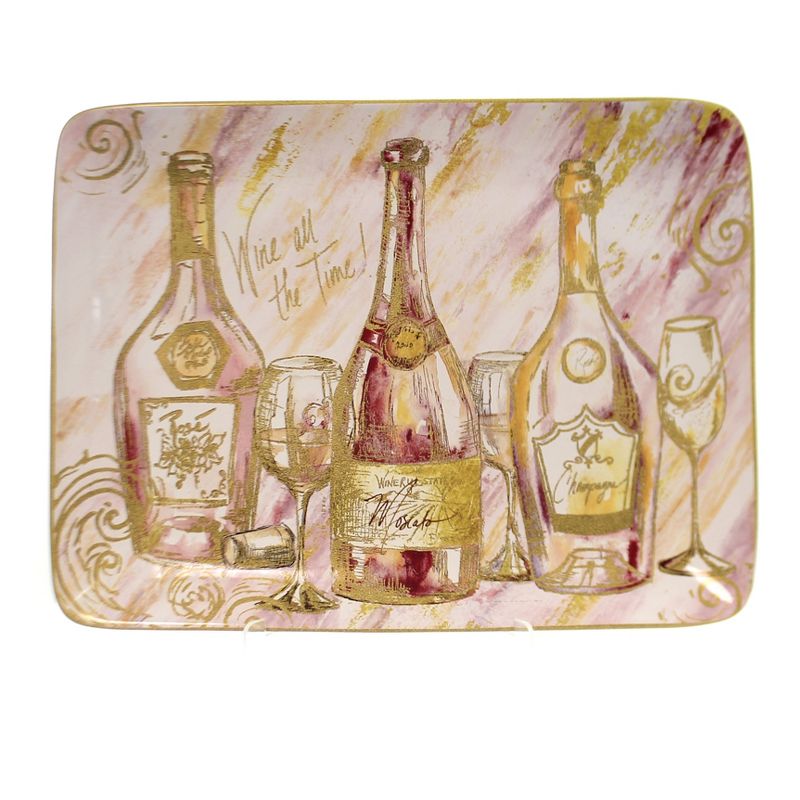 Tabletop 12.0" Wine All The Time Platter Alcoholic Drink Entertain Certified International  -  Serving Platters