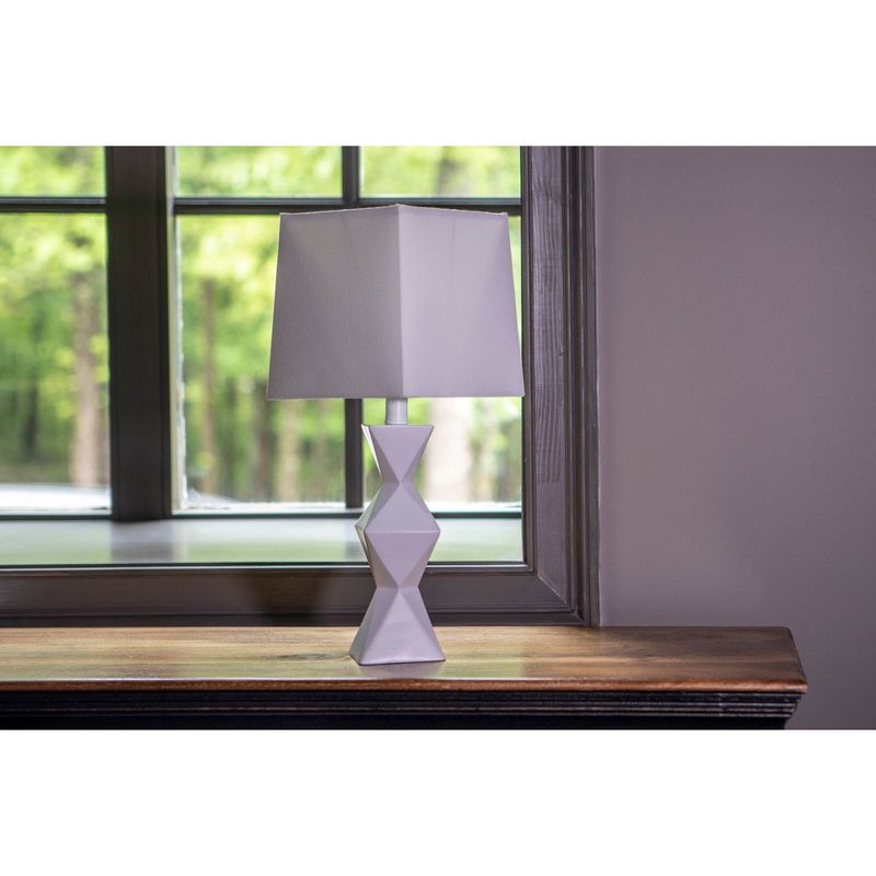 20.5" Knox Stacked Diamond Tale Lamp Satin White - Decor Therapy