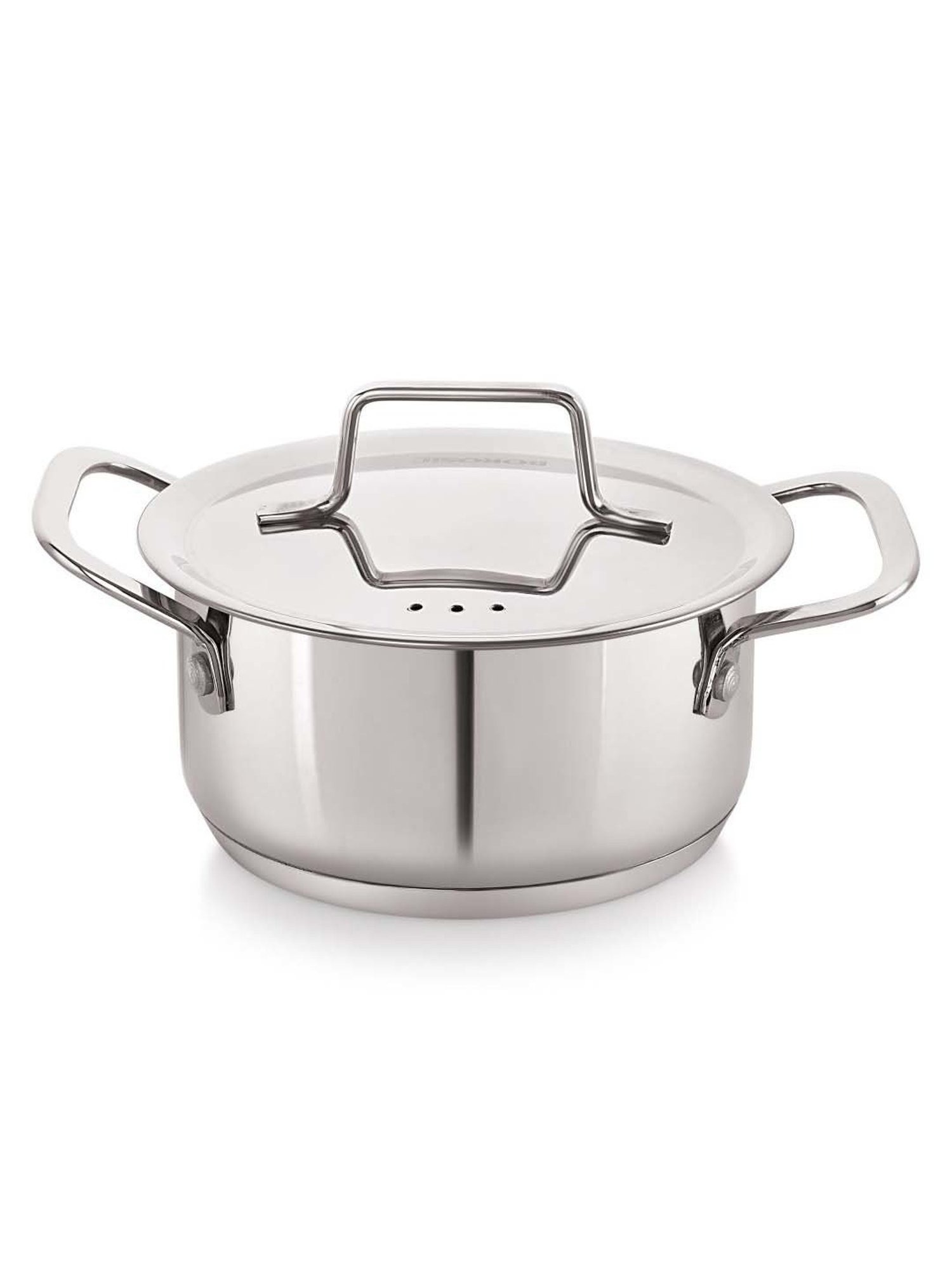 Nirlon Deluxe Series Silver Stainless Steel 20cm Induction Straight Casserole With Steel Lid (4L)