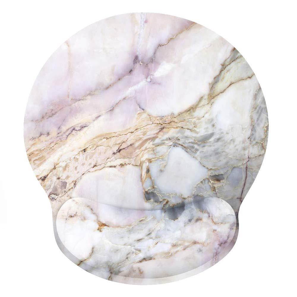 Ergonomic Mouse Pad with Gel Wrist Rest Support, iLeadon Non-Slip Rubber Base Wrist Rest Pad for Home, Office Easy Typing & Pain Relief, Colorful Marble