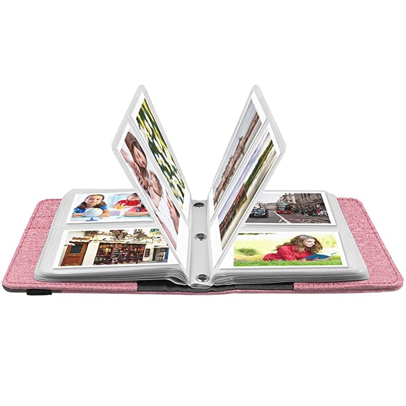 Mini Photo Album for 3-Inch Film - 104 Pockets Album for Fujifilm Instax Mini 11/Mini 9/Mini Link Printer/Mini LiPlay, Canon Ivy CLIQ, Polaroid, Kodak Instant Print Camera, Rose Gold