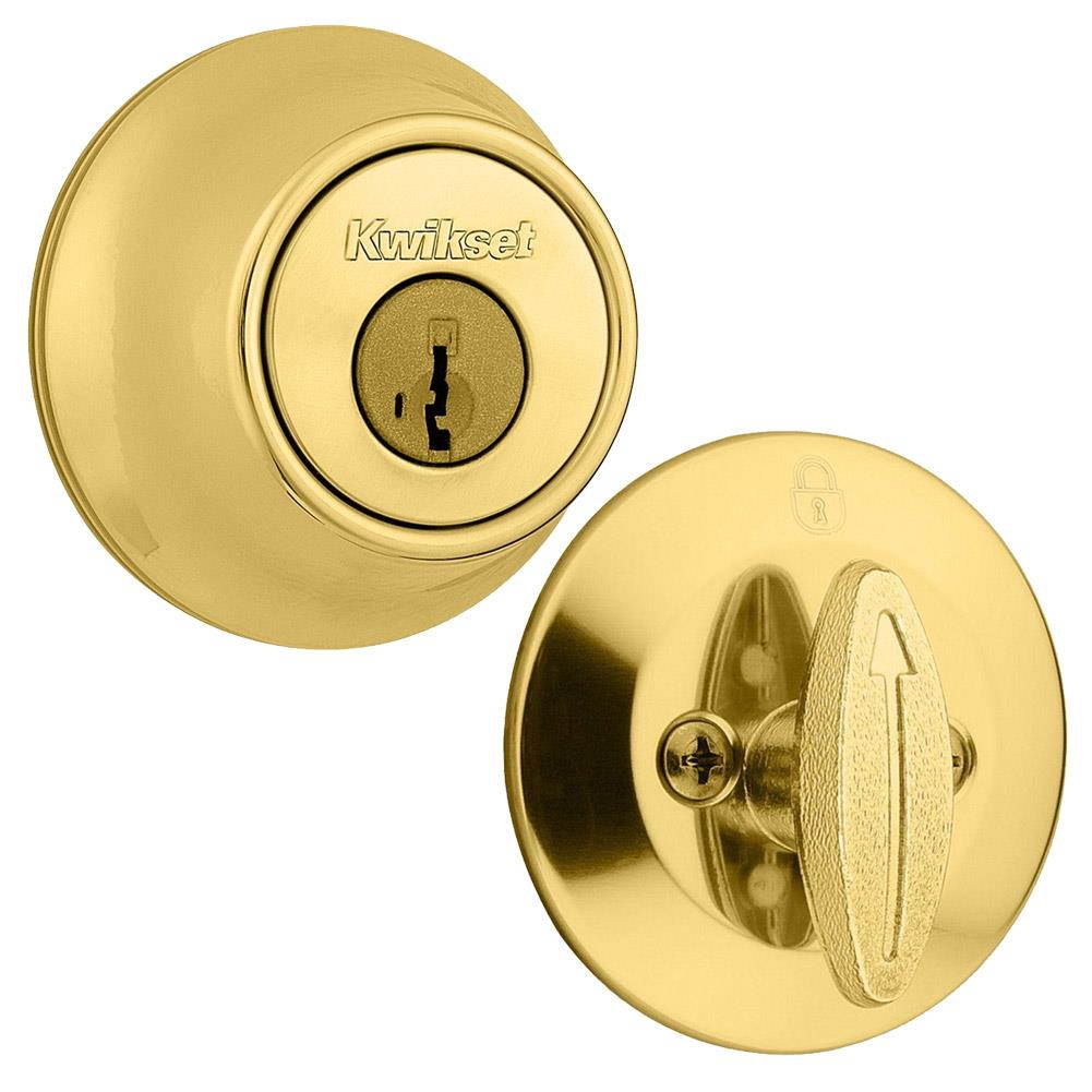 Kwikset Polished Brass Single Cylinder Deadbolt with SmartKey Security