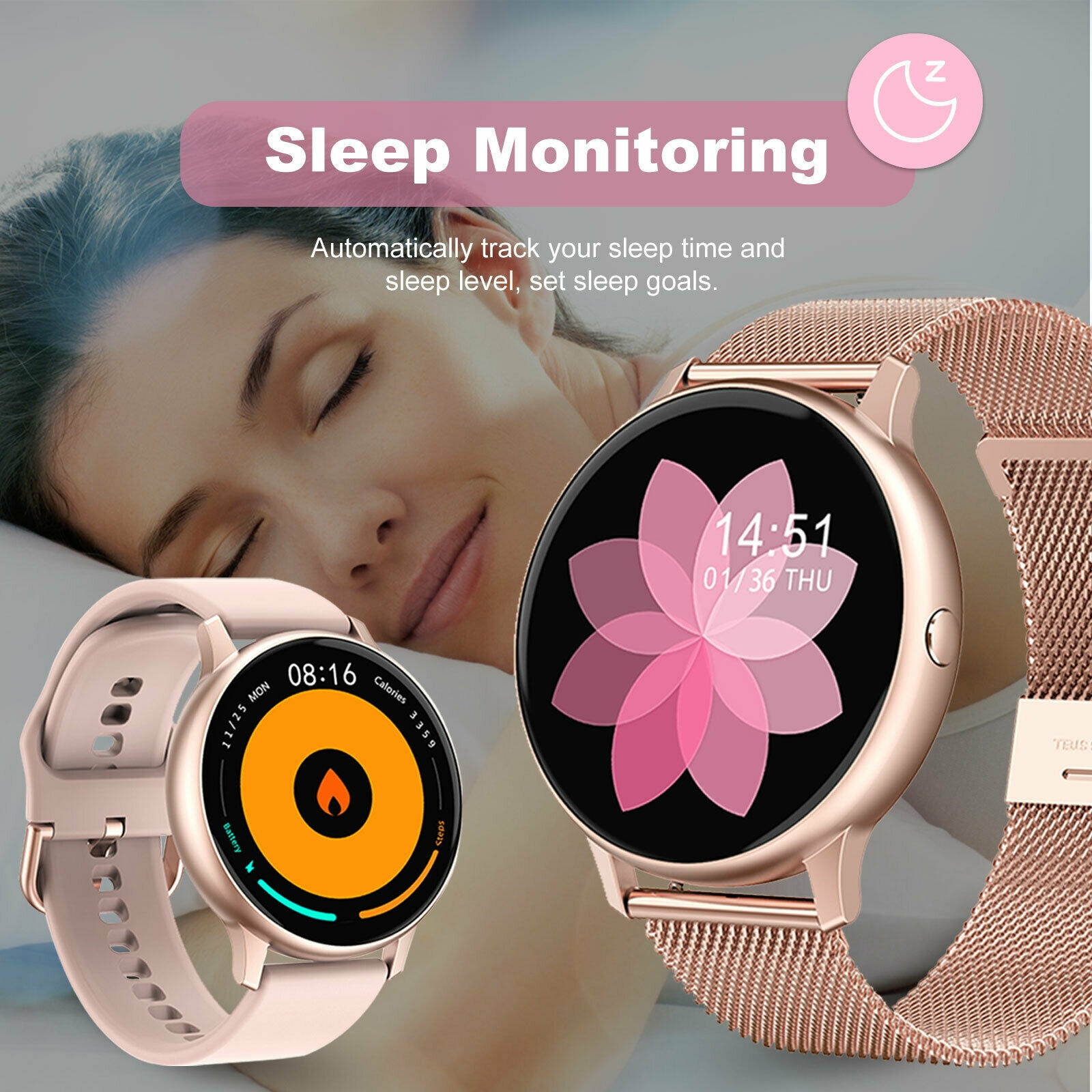 Women ECG Smart Watch IP67 Waterproof Phone Mate For iphone IOS Android