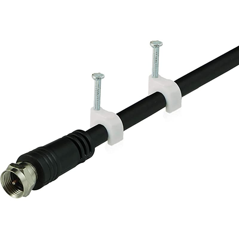 Nailin Cable Clips 50Pack Wire Cord Manament For Audio Video Coaxial and Network Cables Easy Installation White with Resealable Bag 51281