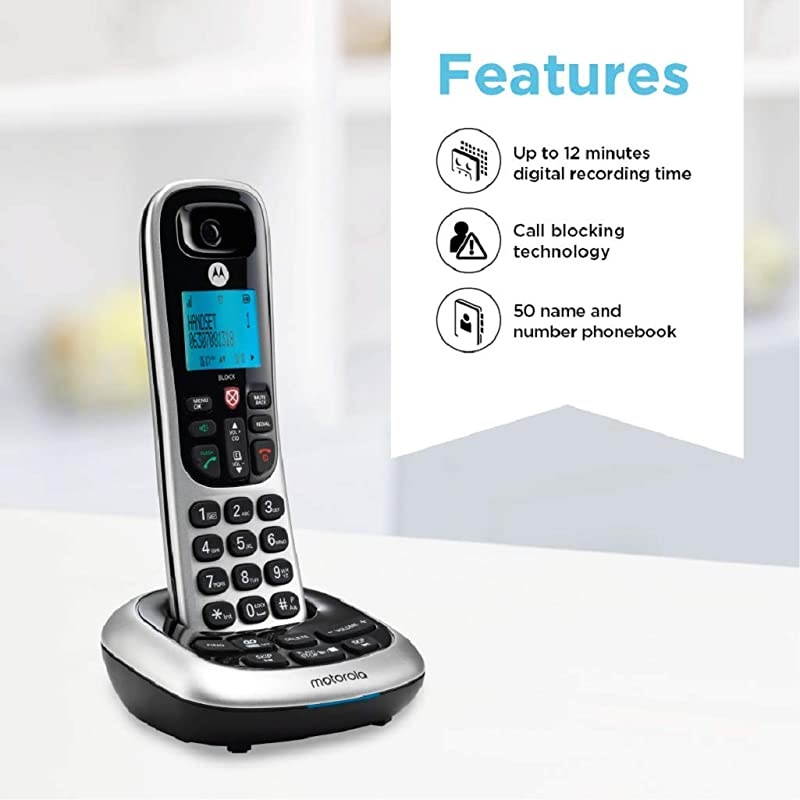 CD4011 DECT 60 Cordless Phone with Answering Machine and Call Block SilverBlack 1 Handset