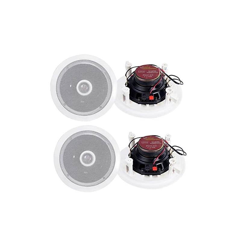4 New  65quot 500W 2 Way Round In WallCeiling Home Speakers System Audio