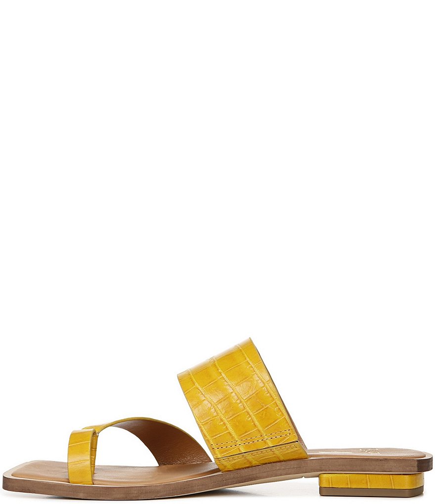 Sarto by Franco Sarto Ediana Croco Print Leather Toe Ring Square Toe Sandals