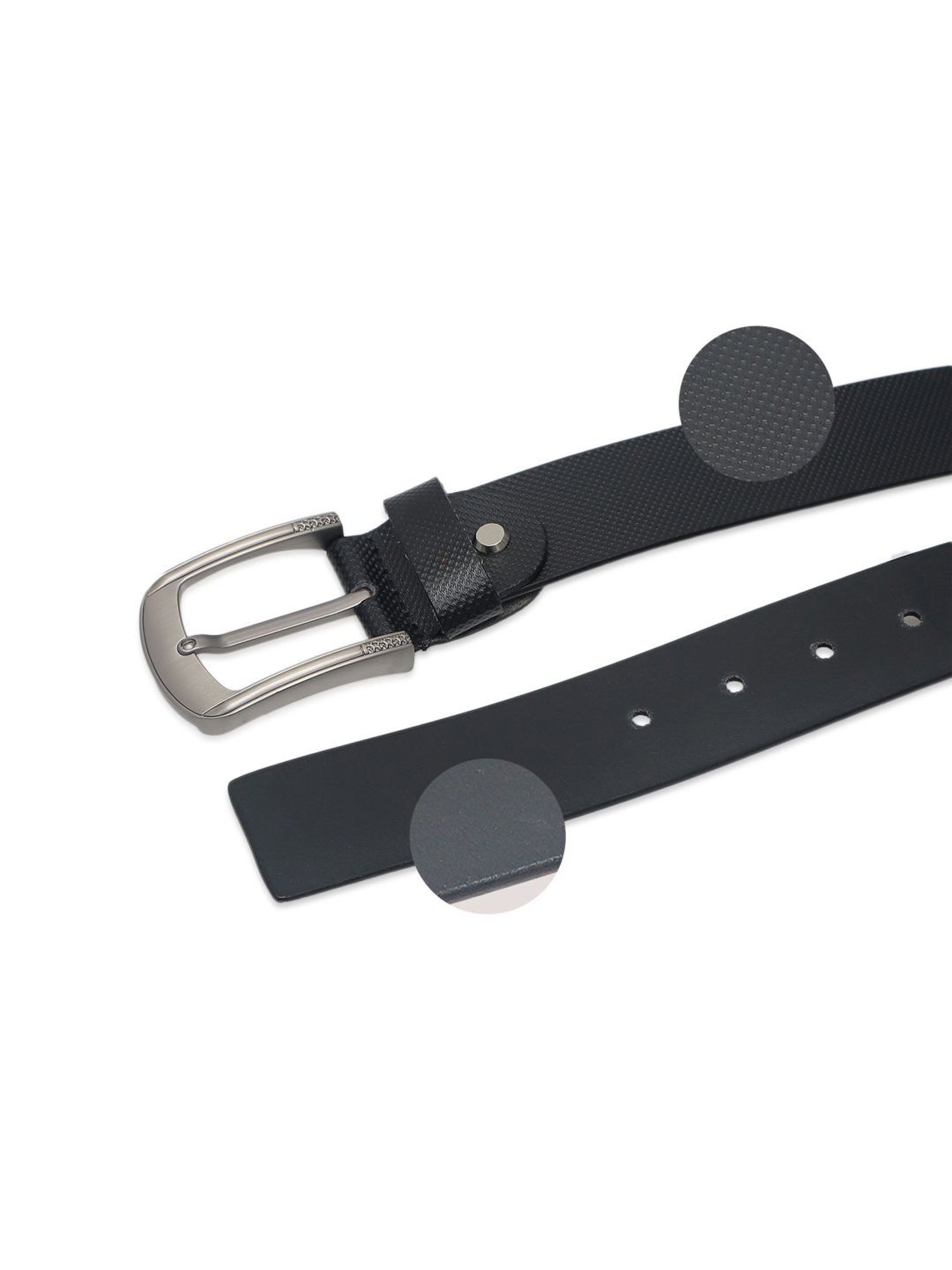 Kara Black Textured Leather Waist Belt