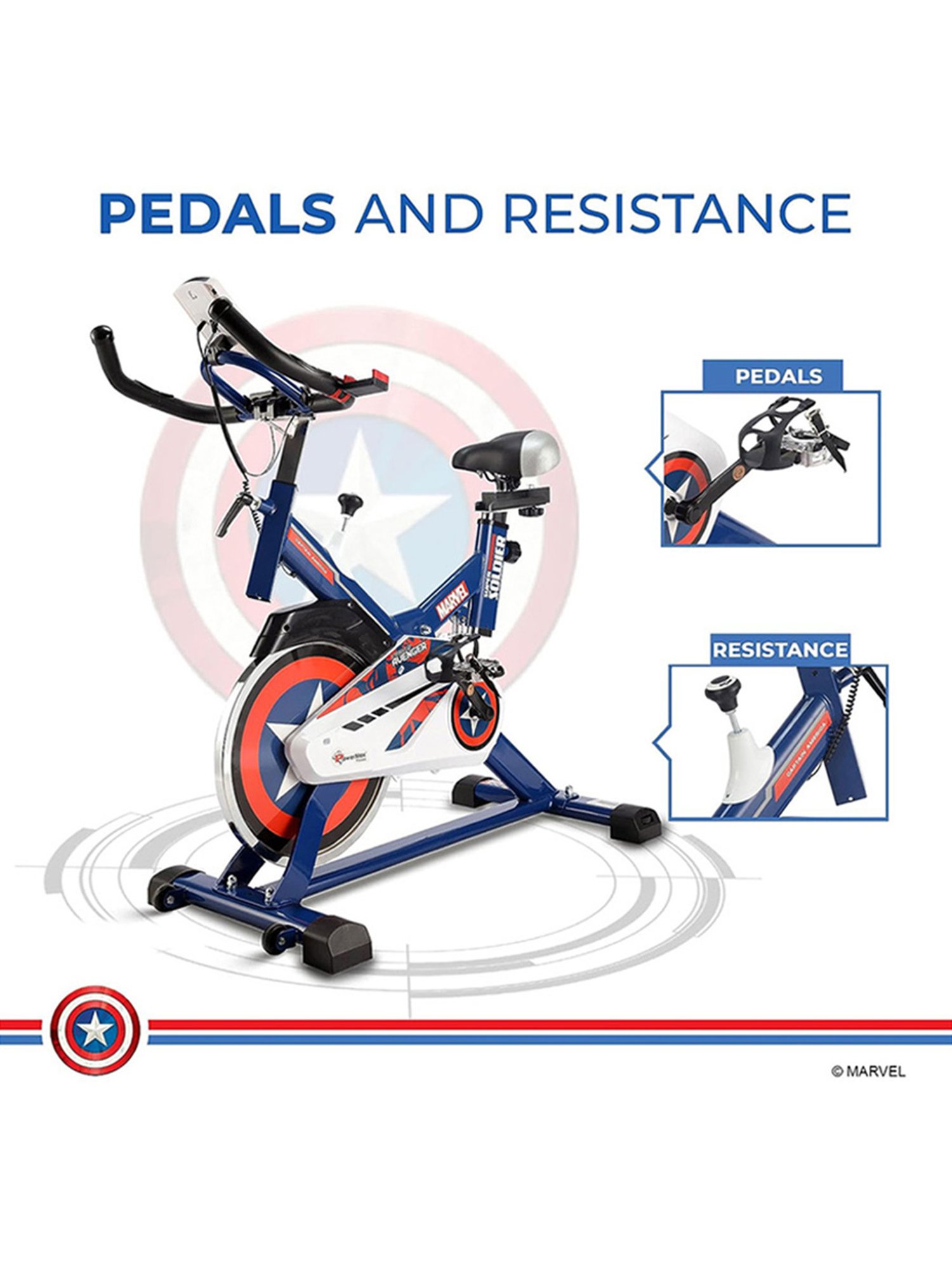 PowerMax Fitness MB-165 Spin Bike (Blue)