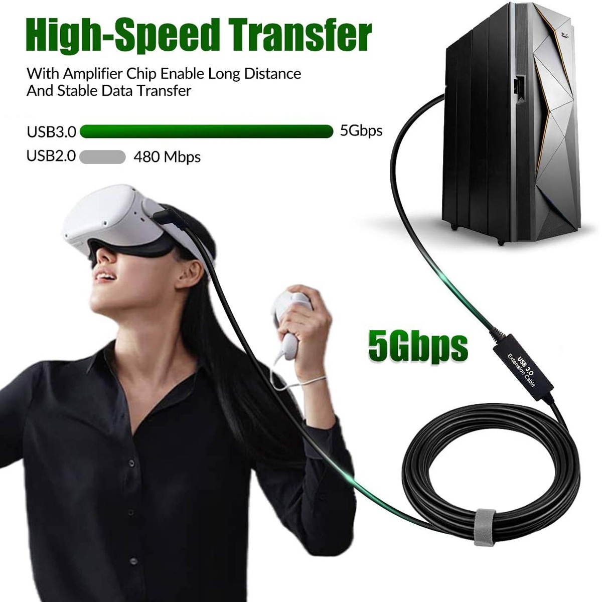 Oculus Link Cable 26ft/8M, Oculus Quest 2 Link Cable,High Speed Data Transfer& Fast Charging  USB C Cable,Compatible for Oculus Quest 2 Headset and Gaming PC, VR25