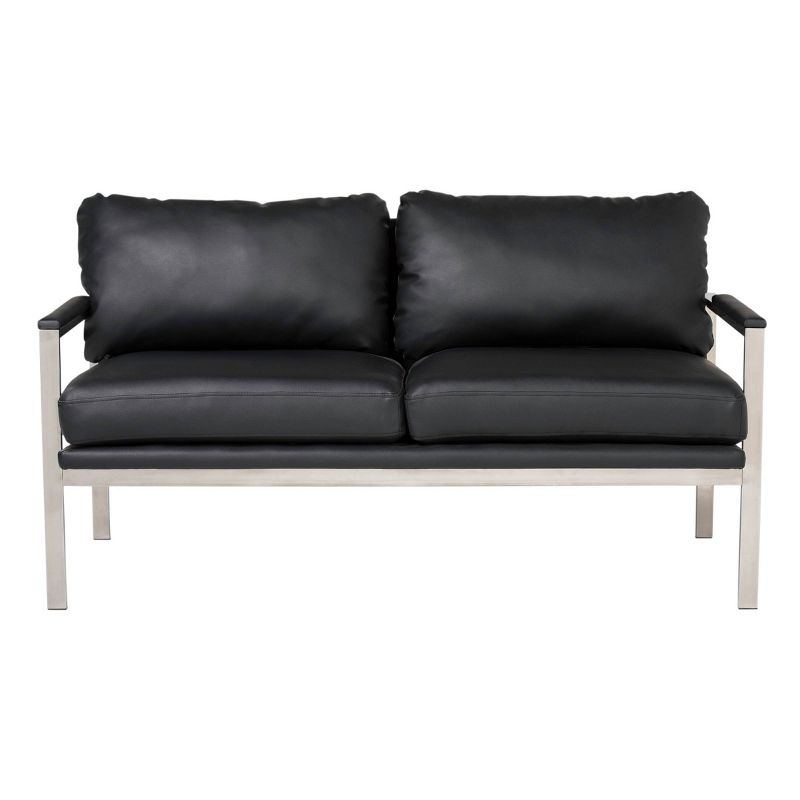 Lintel Leather Loveseat Chrome/Black - Studio Designs Home