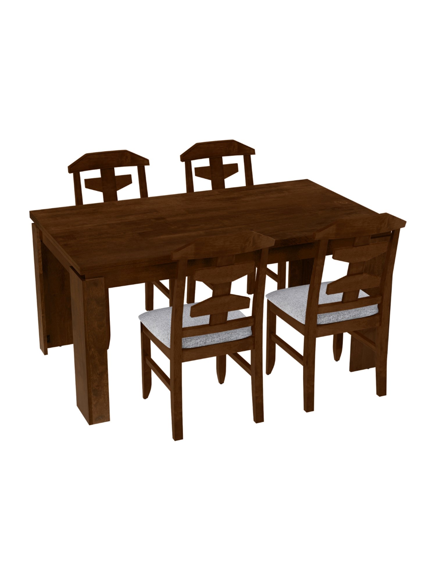 Godrej Interio Holly Dark Brown Rubber Wood 6 Seater Rectangular Dining Table