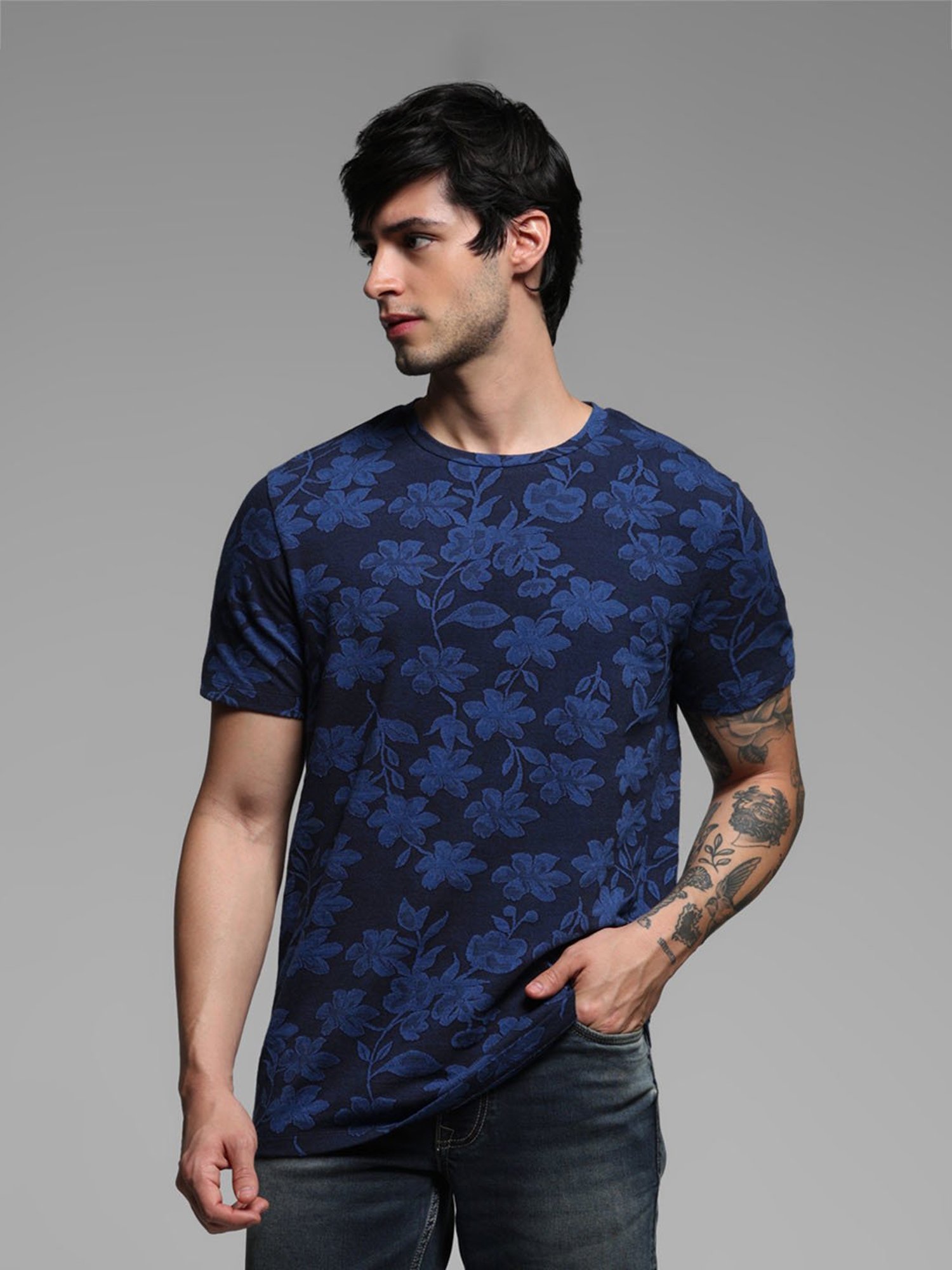 Jack & Jones Outer Space Cotton Slim Floral T-Shirt