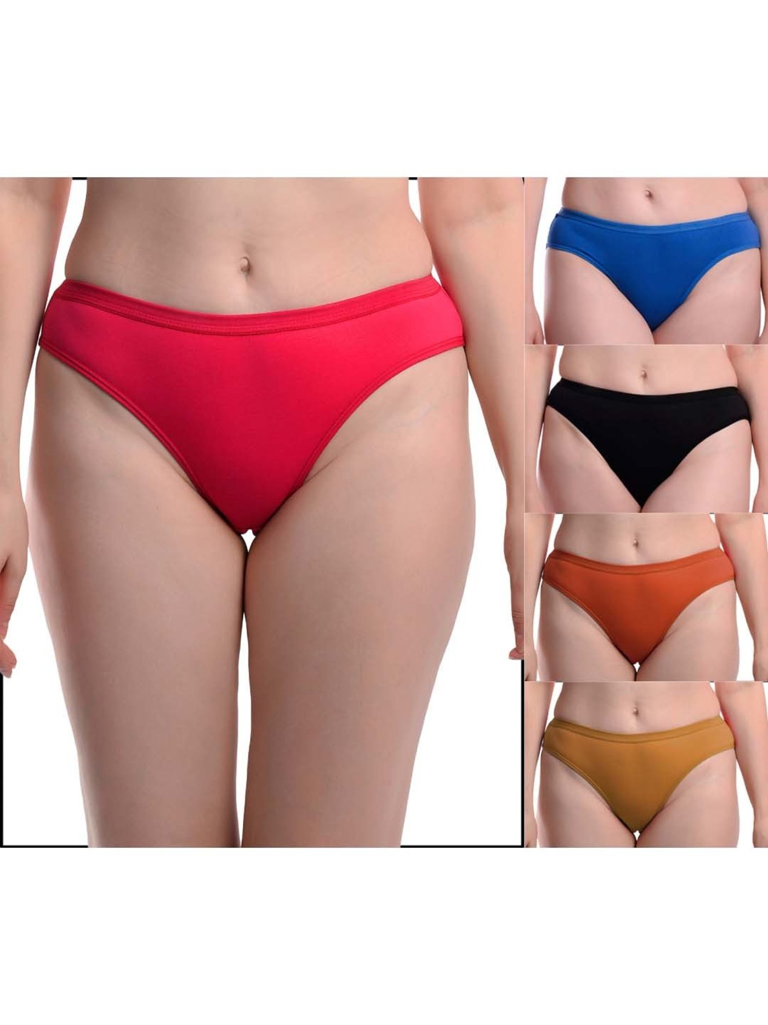 AROUSY Blue & Black Cotton Bikini Panties - Pack Of 5