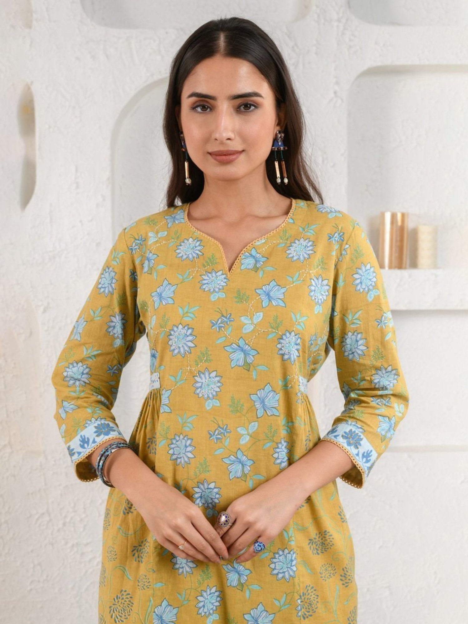 Prakriti Jaipur Mustard Gathered Kurta