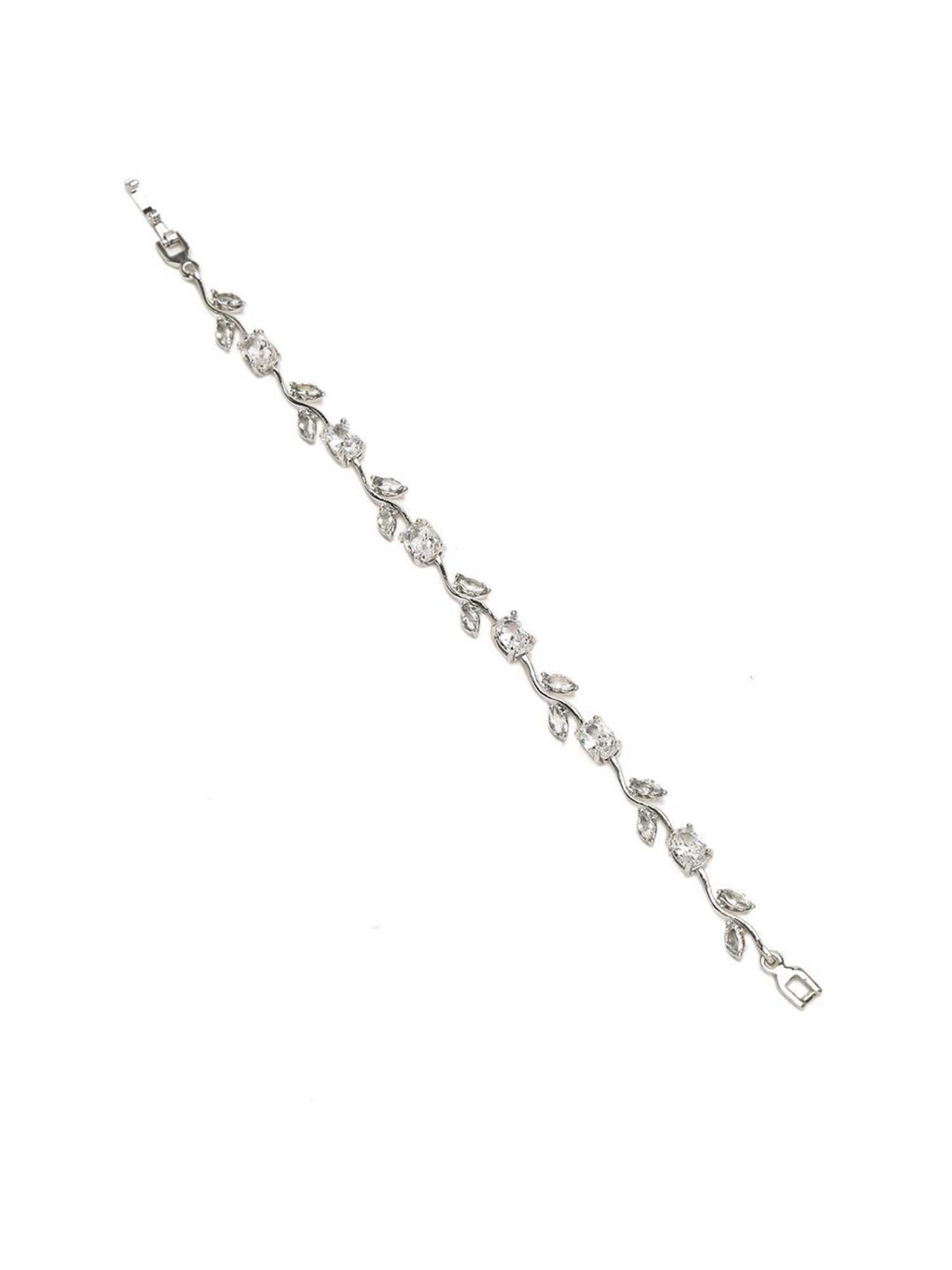 YouBella Women Silver-Plated & White Flexible fit Bracelet