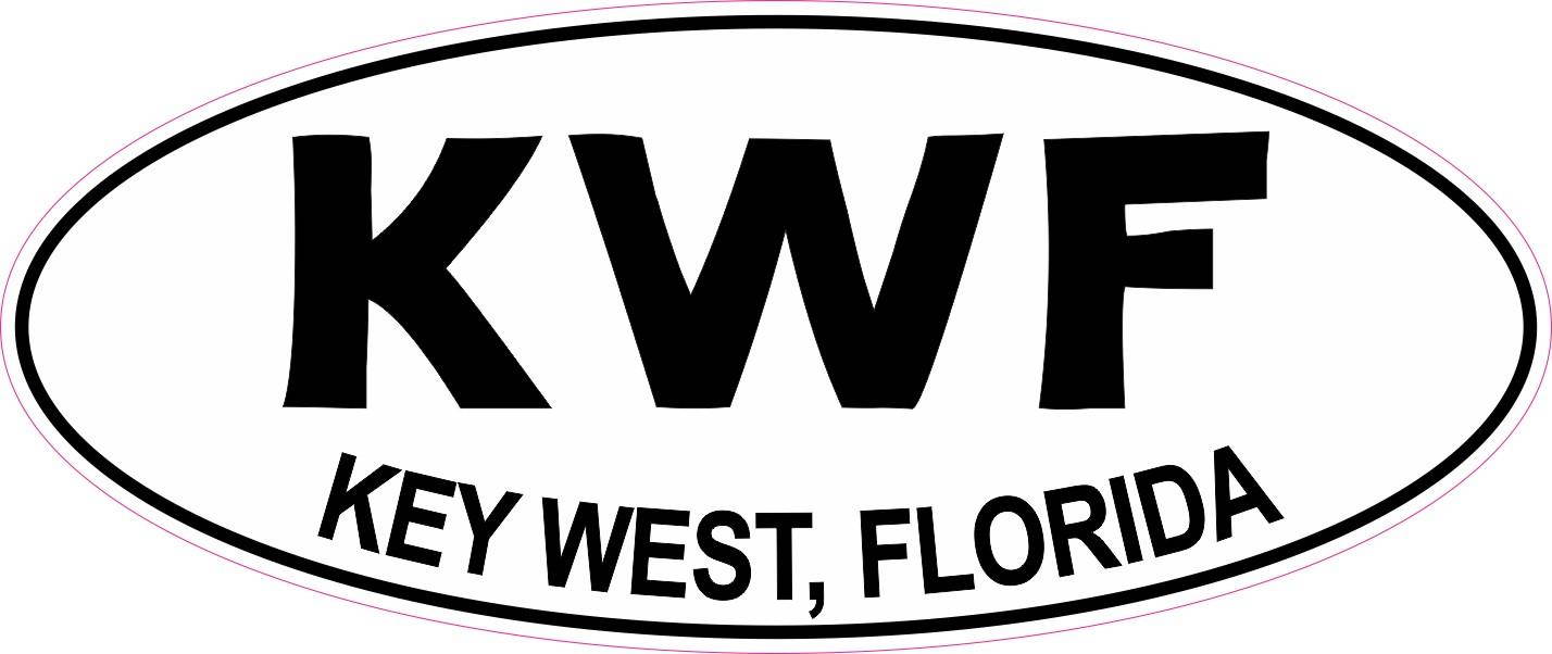StickerTalk Oval KWF Key West Florida Vinyl Sticker, 9.5 inches by 4 inches
