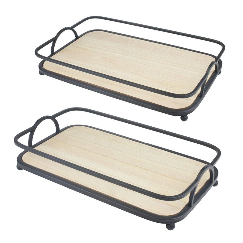 Set of 2 Rectangle Wired Trays Black - Stonebriar Collection