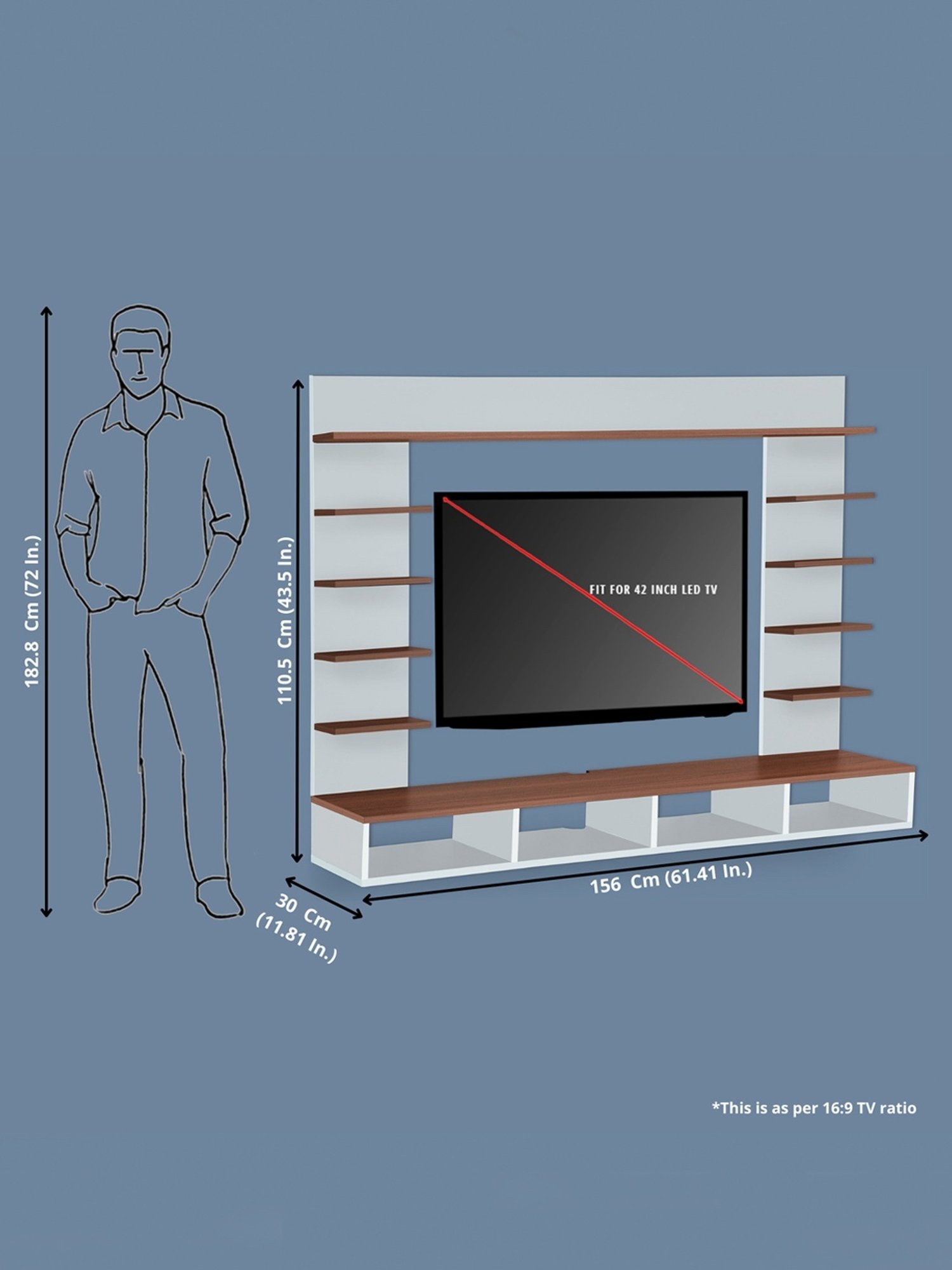 Delite Kom Flex Flowery Wenge & Acacia Dark Engineered Wood TV Entertainment Unit
