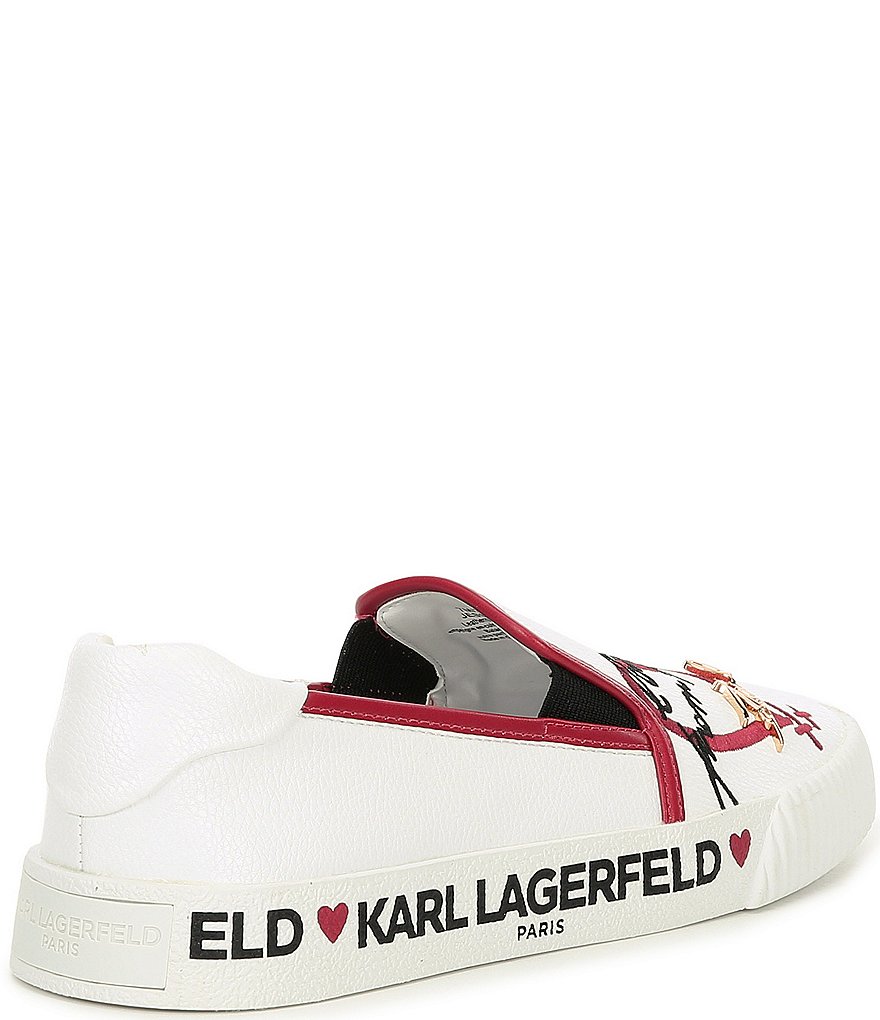 KARL LAGERFELD PARIS Jessie Logo Script Leather Slip-On Sneakers