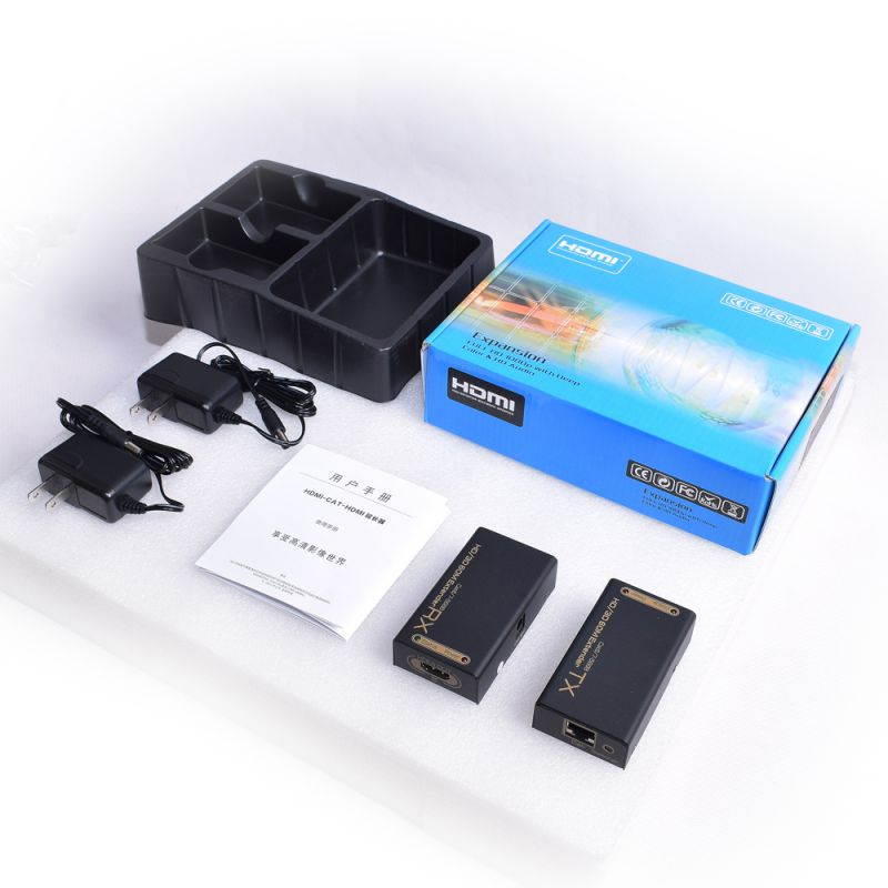 HDMI-CAT-HDMI Extender CAT-6 cable between Rx and TX Up to 60 Meters