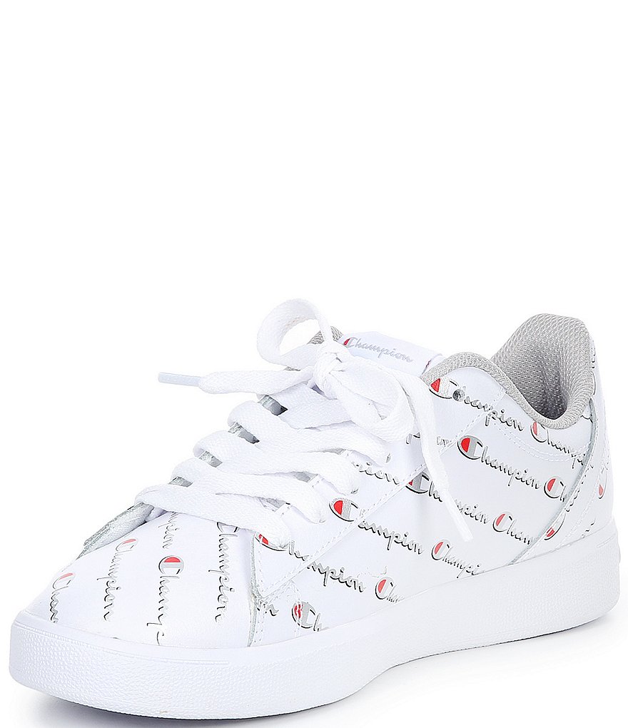 Champion Women's Pure Script Logo Leather Lifestyle Sneakers