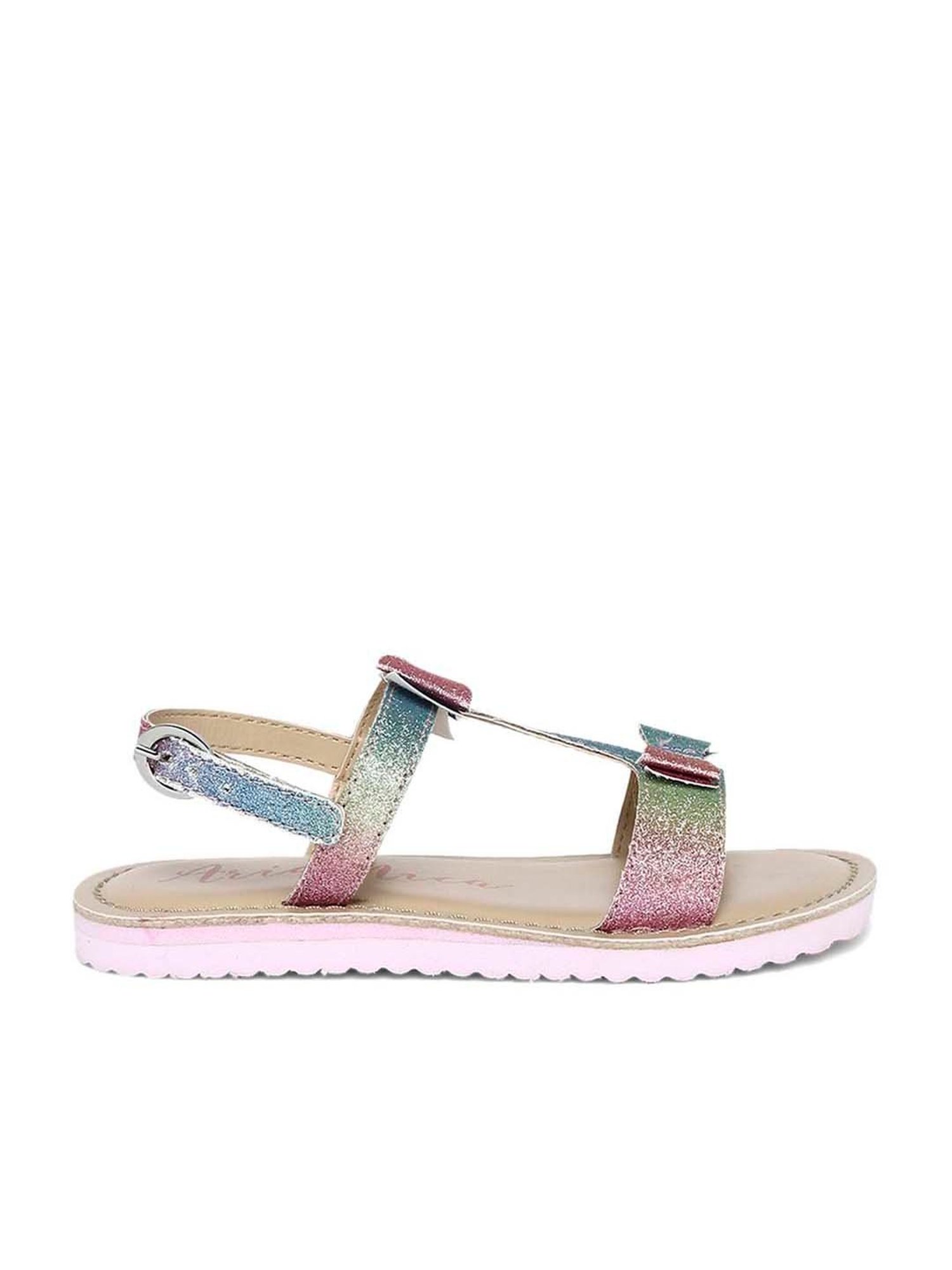 Aria Nica Kid's Bow Multicolor T-Strap Sandals