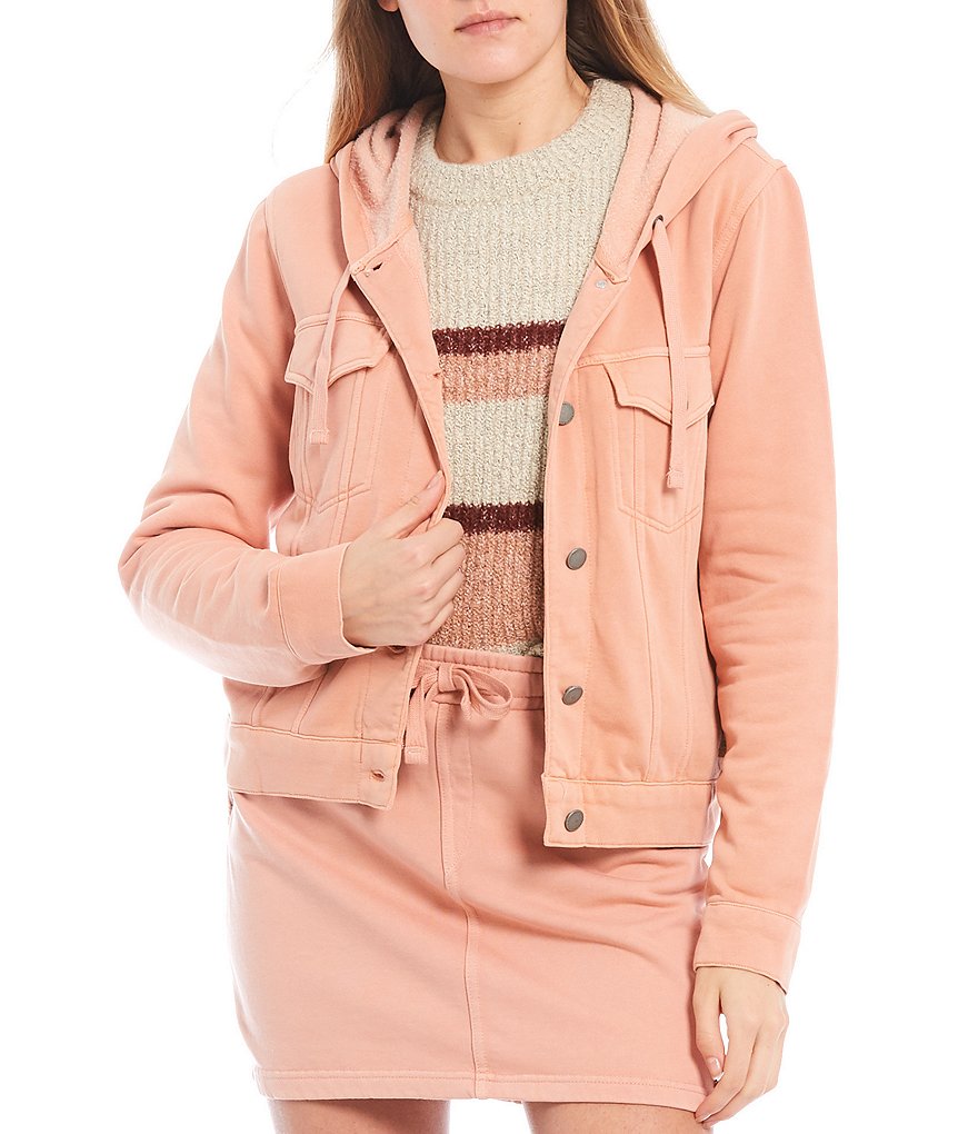 Sundown by Splendid Coordinating Joey Acid Wash Zip Front Hoodie