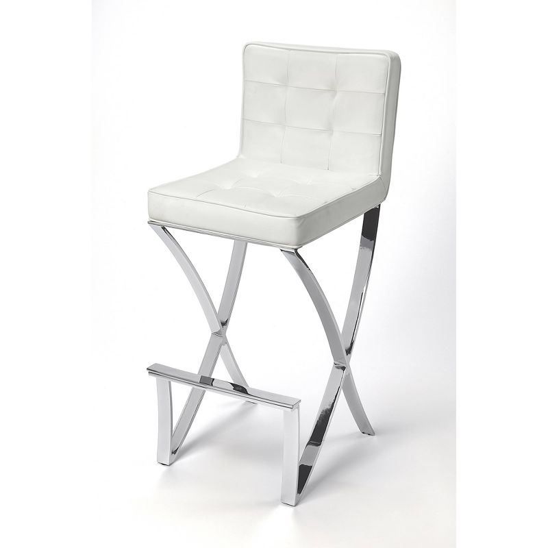 Darcy Chrome Plated Faux Leather Barstool White - Butler Specialty