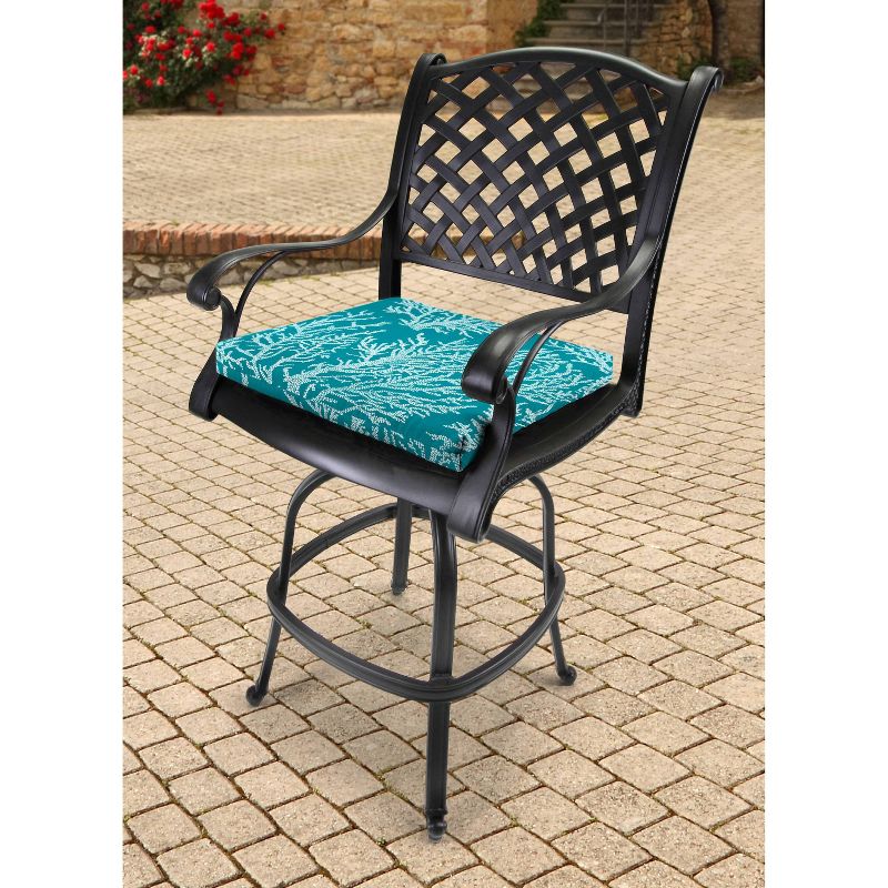 Outdoor Set Of 2 French Edge Seat Cushions In Seacoral Turquoise  - Jordan Manufacturing