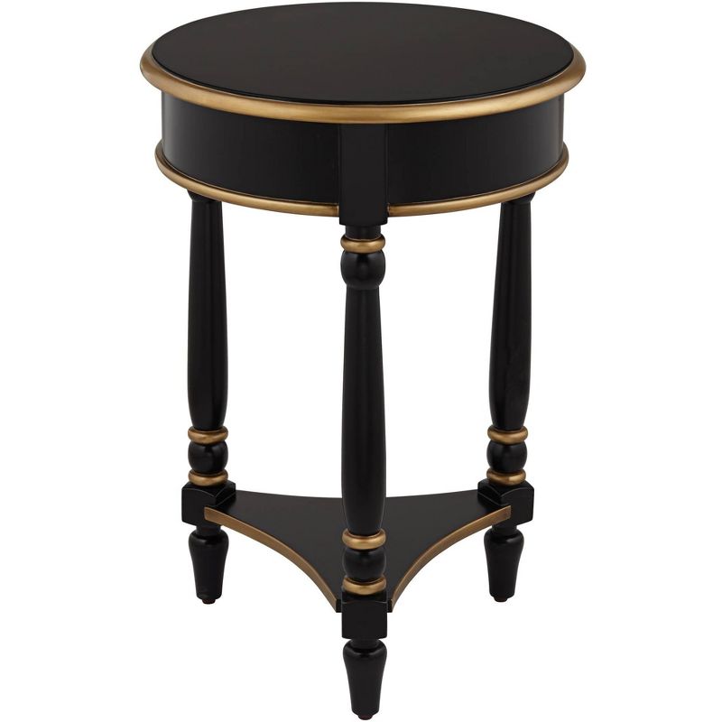 55 Downing Street Cason 18 1/4" Wide Black and Gold Round Side Table