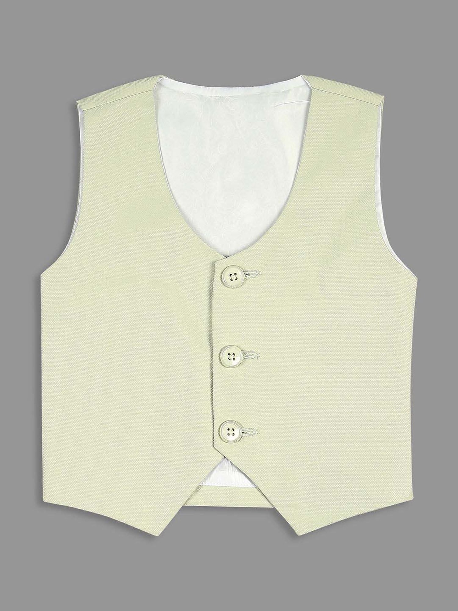 Kids Island Boys Green & White Solid Full Sleeves Suit Set