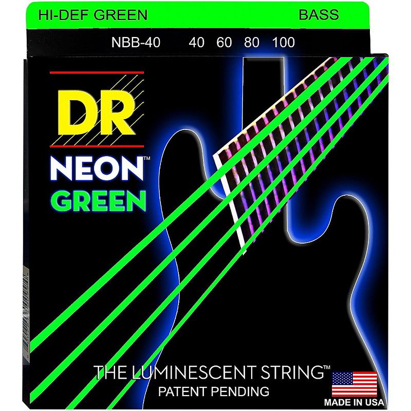 DR Strings NEON Hi-Def Green Bass SuperStrings Light 4-String