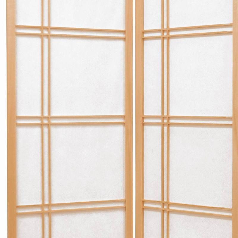 6 ft. Tall Double Cross Shoji Screen - Natural (5 Panels)