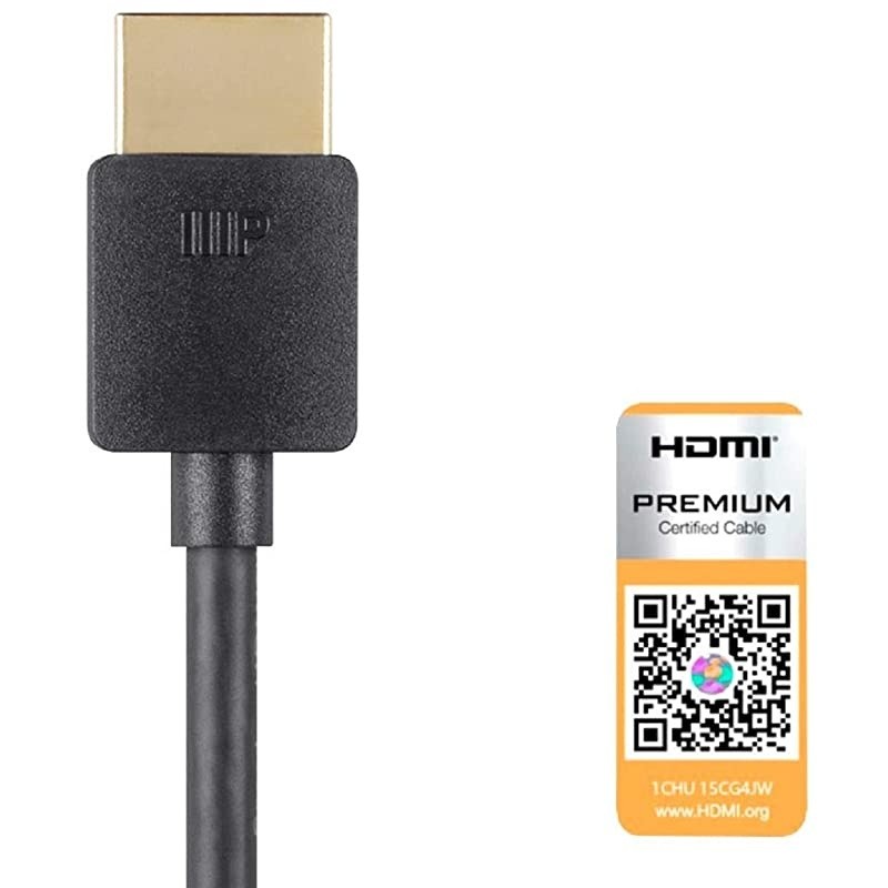 124188 High Speed HDMI Cable 8 Feet Black| Certified Premium 4K60Hz HDR 18Gbps 36AWG YUV 444 Ultra Slim Series