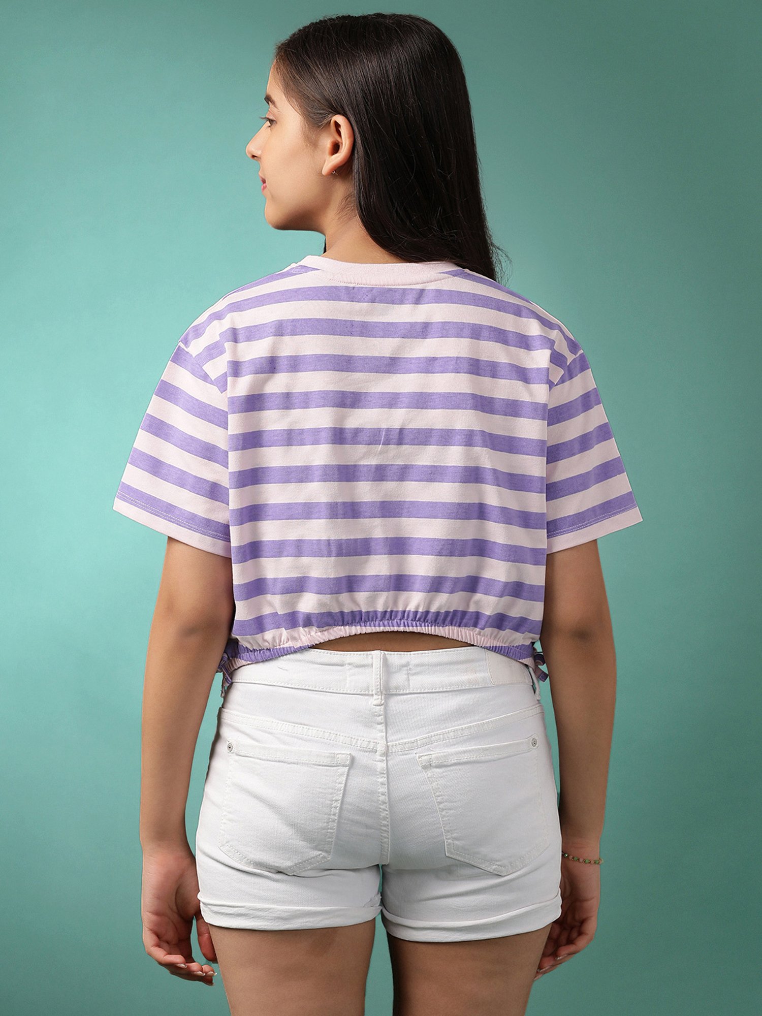 LilPicks Kids Yellow Solid Crop Top