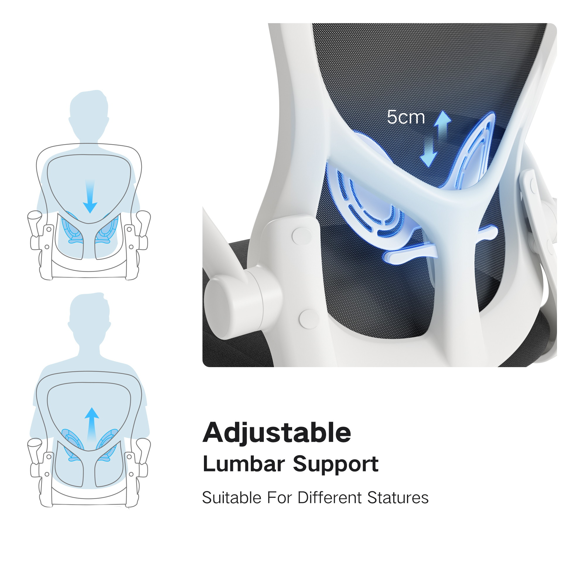 Hbada Office Chair, Ergonomic Desk Chair, Computer Mesh Chair with Lumbar Support and Flip-up Arms, Black