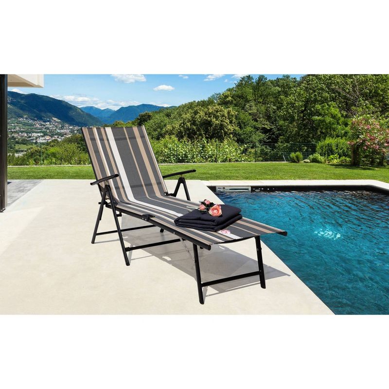 Textilene Single Patio Chaise Striped - NUU GARDEN