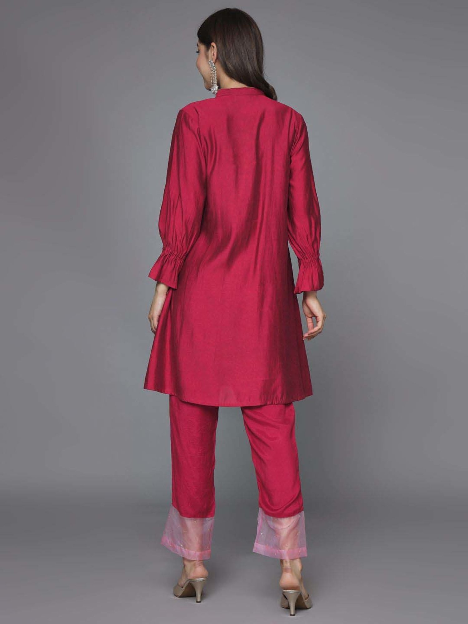 Heeposh Maroon Plain Kurti Pant Set