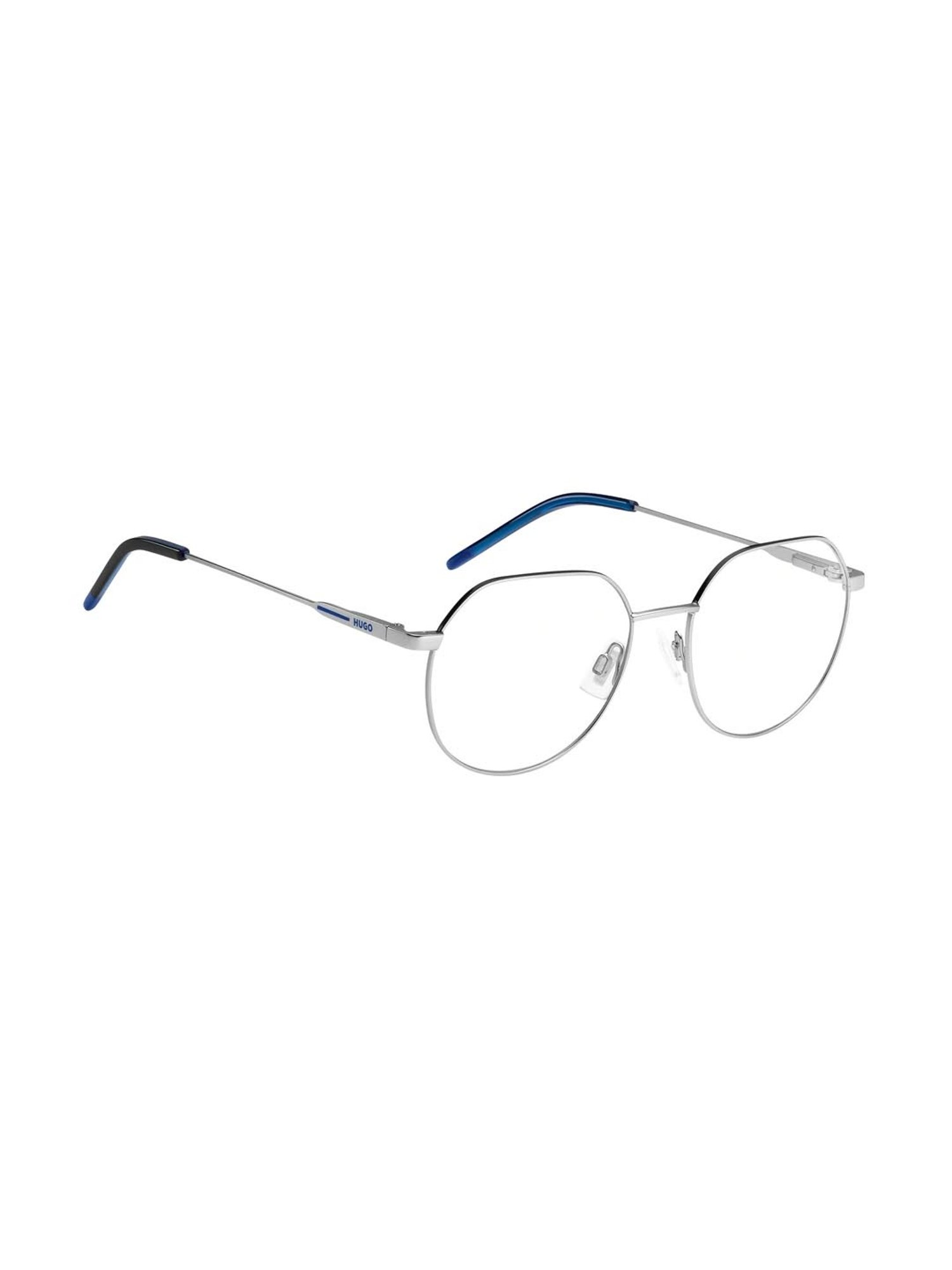 HUGO Silver Geometric Eye Frames for Men