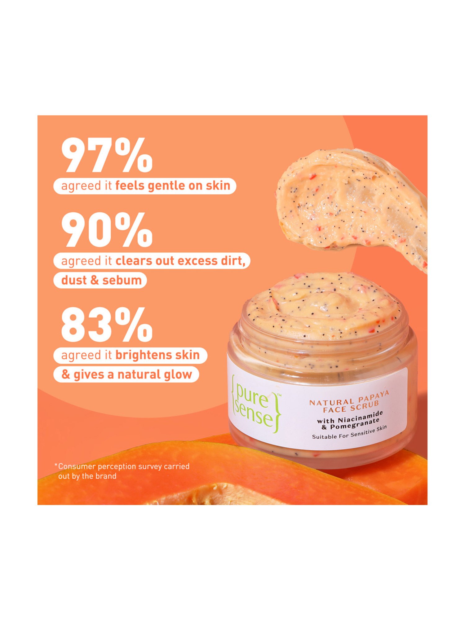 Pure Sense Natural Papaya Face Scrub - 50 gm