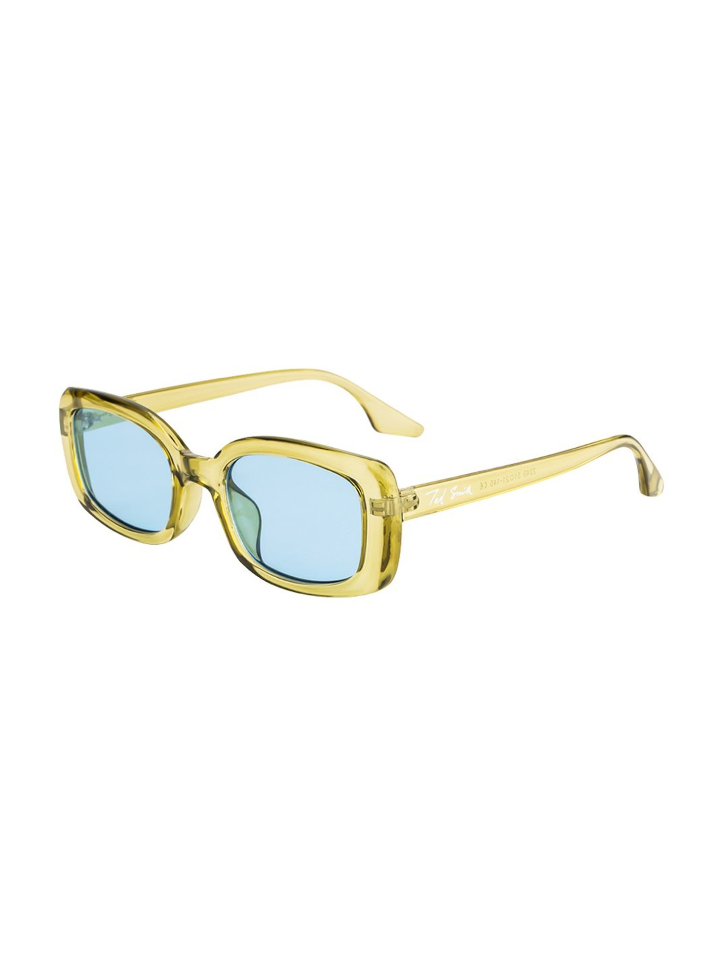 Ted Smith Blue Rectangular Unisex Sunglasses
