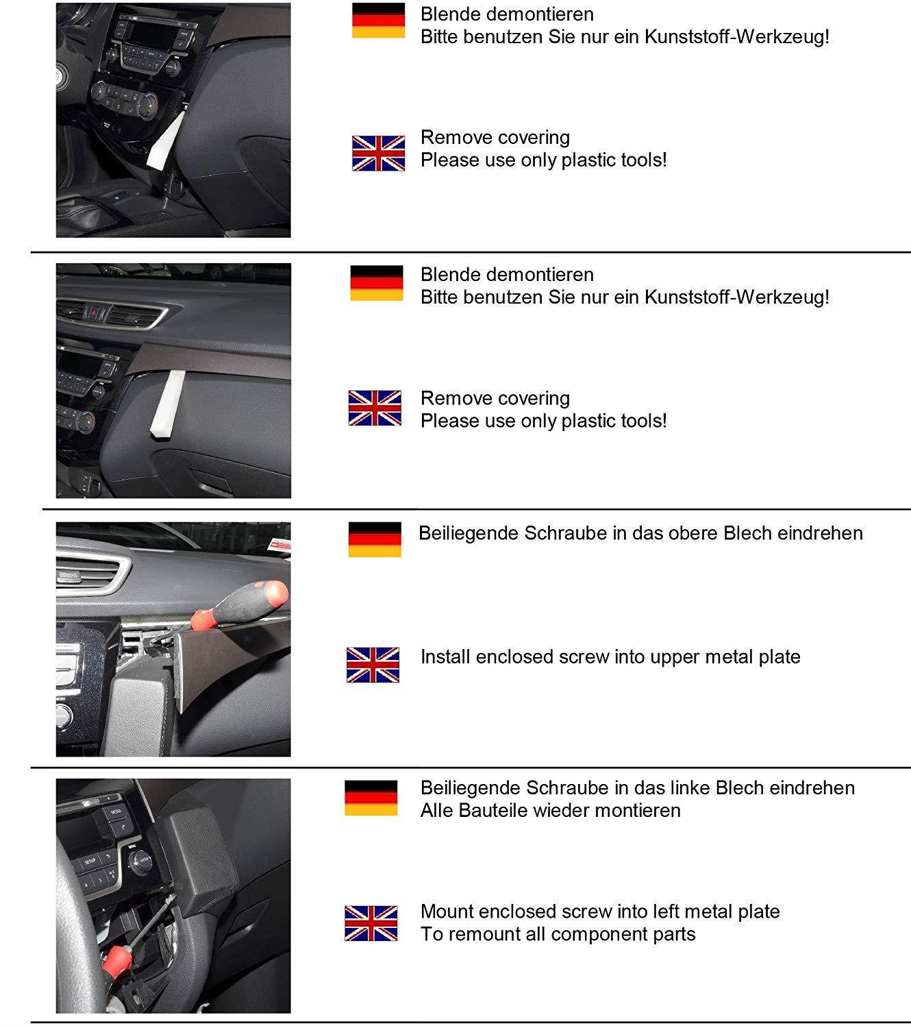 Kuda 1705 Leather Mount Black Compatible with Nissan Rogue (Since 2014), X-Trail (Since 2014)