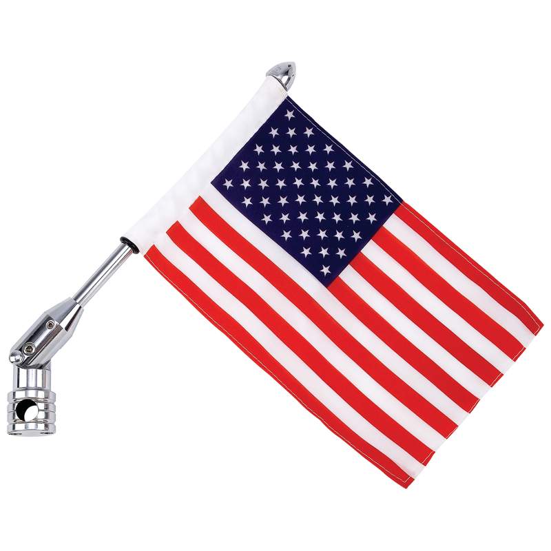 Diamond Plate Motorcycle Flagpole Mount and USA Flag