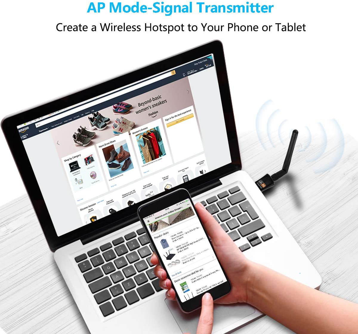 600Mbps USB WiFi Adapter,Dual Band 2.4/5GHz 802.11 ac Wireless Network Adapter for PC,2dBi Antenna WiFi Dongle Supports Windows 10/8/8.1/7/Vista/XP,Mac OS