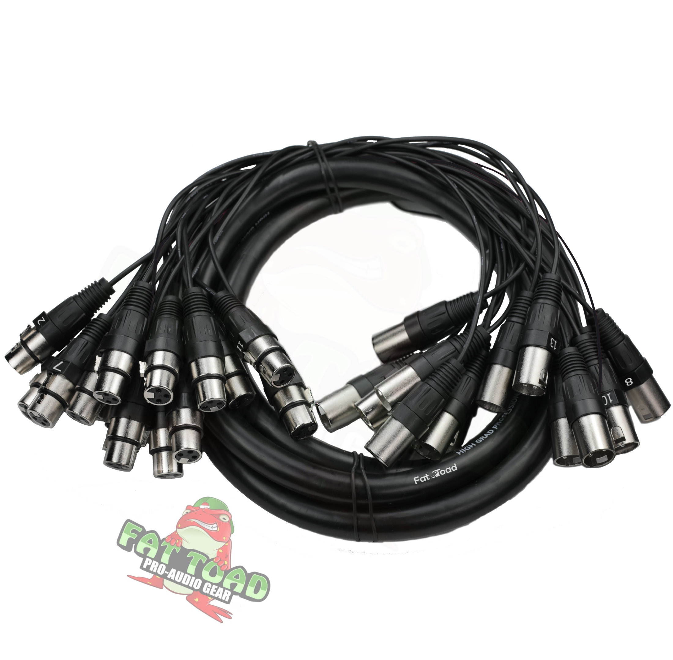 XLR Snake Cable (16 Channels) 10FT by FAT TOAD | Patch Studio, Stage, Live Sound Recording Multicore Cords | Pro Audio Shielded Double-Sided Microphone Wires for Interface Hub, DJ Digital Mixers, Amps